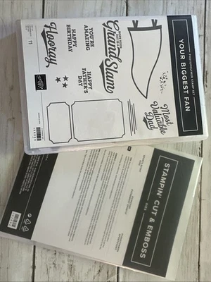 YOUR BIGGEST FAN Stamp Set SPORTS EVENT Dies Stampin Up Pennant Baseball - Image 1 of 3