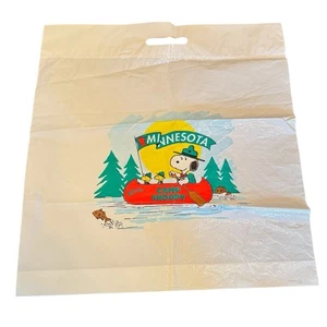 Vintage Camp Snoopy Minnesota Knotts Berry Farm Shopping Bag  1980s Canoe - Picture 1 of 6