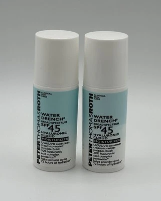 NUEVO 2X Peter Thomas Roth WATER DRENCH Crema Hidratante Protector Solar FPS 45 Minis 5 ml EA Foto 1 de 4
