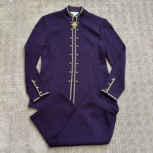 St John Vintage Maglia Giacca Gonna Set 2pz Donna Blu Viola Designer Militare Regal - Foto 1 di 12