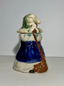Vintage Baba Yaga Lidded Ceramic Jar Kitchen Witch Halloween Cottage - Picture 1 of 13