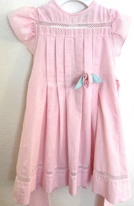 FLORENCE EISEMAN pink gingham flutter sleeve dress girls 5 - Picture 1 of 3