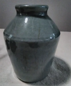 Vase grau glasiert Keramik für Blumengesteck oder Dekorakzent - Bild 1 von 5