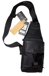Bolso Bandolera TRUE RELIGION Ivan Negro Lona Imitación Cuero Lujo TOTALMENTE NUEVO con etiquetas - Imagen 1 de 8