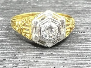Antique Victorian 14k Yellow Gold Diamond Ring Engagement Or Everyday Size 5.5 - Picture 1 of 14