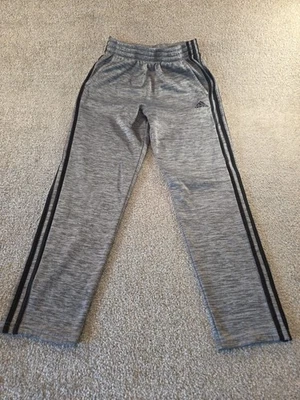 Для мальчиков Adidas Kids 14/16 бегунов серый в полоску черный тренировочные штаны карманы Athletic - Изображение 1 из 4