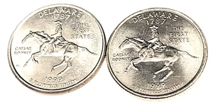 # C1947    DELAWARE  STATEHOOD  QUARTERS, P & D  from  MINT ROLLS - Picture 1 of 2