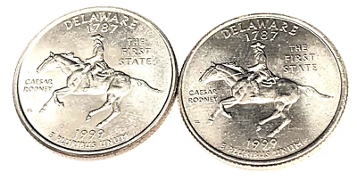 # C1947    DELAWARE  STATEHOOD  QUARTERS, P & D  from  MINT ROLLS - Image 1 of 2