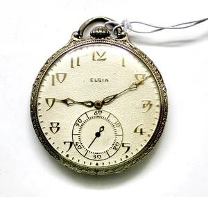 Reloj Bolsillo Lord Elgin 21 Joyas Oro Blanco 14K Vintage 1925 - Imagen 1 de 6