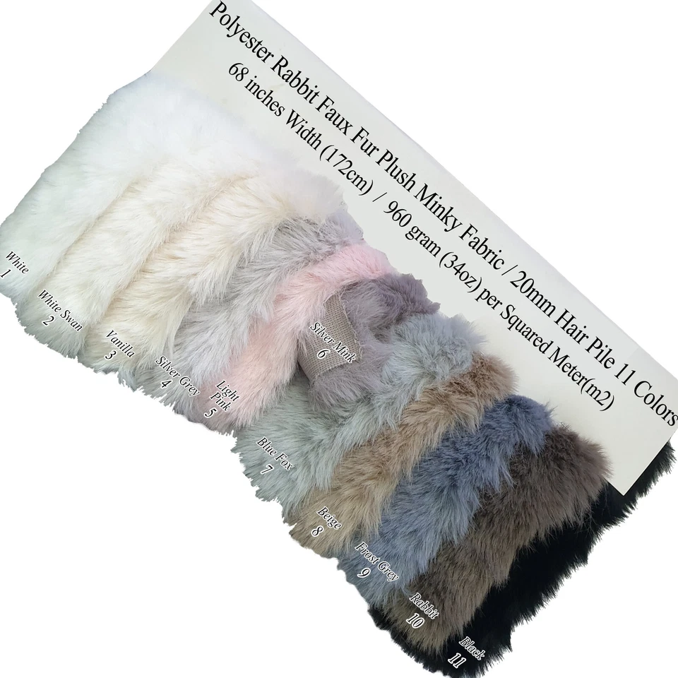 Luxury Faux Rabbit Fur 20mm Long Haired Doll Jacket Coat Furry Cloth Fabric 68"W - Image 1 of 1