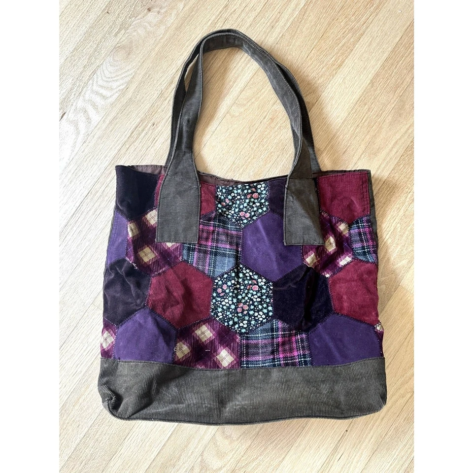 Bolso de Mano Y2k Route 66 Vintage Multicolor Patchwork Pana Boho Chic  Foto 1 de 4