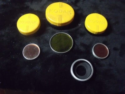 3 Vintage Kodak filters and 1 adapter ring 2 daylight orange  Wratten K2 yellow - Image 1 of 4