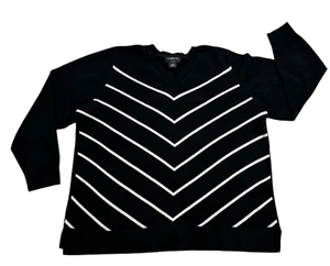 Liz Claiborne V-Neck 3/4 Sleeve Light Black & White Womens Sweater Size 2XL/ XXL - Picture 1 of 8