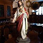 Große Skulptur Heiligenfigur Kirchenfigur Jesus Herz Jesu Holz 110 cm