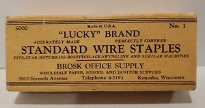 Vintage "Lucky" Brand Standard Wire Staples Brosk Office Supplies Partially Full - Picture 1 of 12