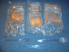 60 x Clear Heavy Duty Plastic Party Cutlery - 3 x 20 - Knives Forks Spoons