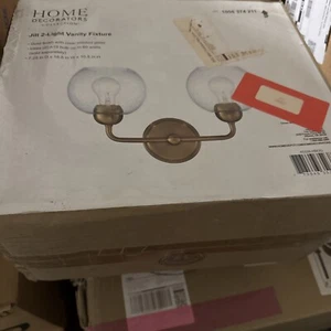 Home Decorators Jill 16 in. 2-Light Gold Vanity Light w/ Seeded Glass Shade - Picture 1 of 1