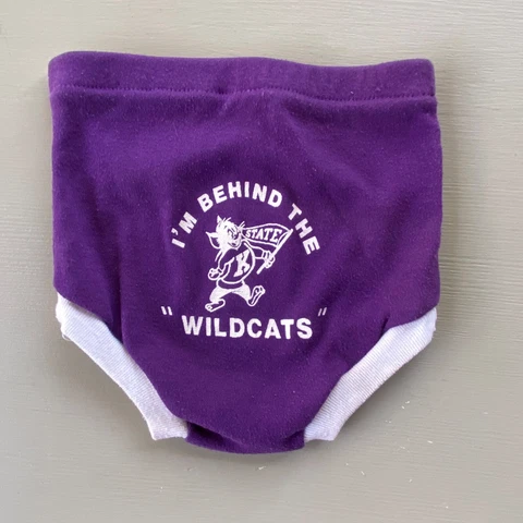 Vintage K-State Baby Diaper Cover Pants "I'm Behind the Wildcats" Uni-Tot Kansas Cover