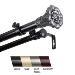 Central Design 100-02-662-D Flora 1 in. Double Curtain Rod 66-120 in. - Black - Picture 1 of 1