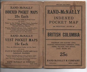  Large 1915 Rand McNally Color Pocket Map & Shippers Guide to British Columbia - Bild 1 von 1