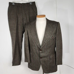 Traje Hart Schaffner & Marx Vintage Años 70 Cinturón Espalda Chaqueta Talla 40R Pantalones 34 - Imagen 1 de 13