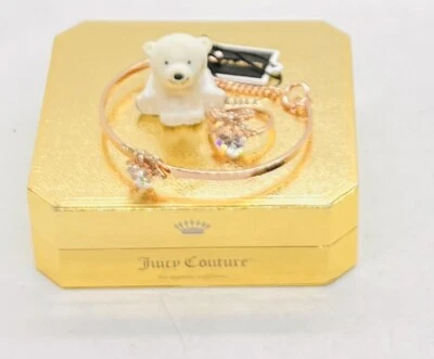 Nuevo con etiquetas Brazalete y Anillo Juicy Couture Tono Oro Rosa Arco y Circonita Circonita Talla 6, Juego de 2 Foto 1 de 4