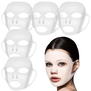 5 Pcs Reusable Silicone Facial Mask Moisturizing Skin Mask Cover 3D Face Wrap - Picture 1 of 7