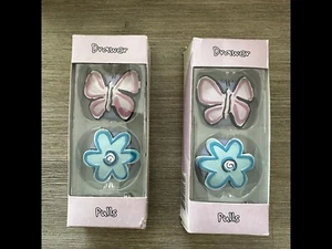 4 Butterfly & Flower Novelty Drawer/Cabinet Knobs/Pulls Nursery/Girls Room NEW - Picture 1 of 4