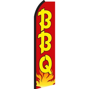BBQ Red/Yel 2 1/2 ft X 11 1/2 ft Polyester Swooper Flag - Picture 1 of 1