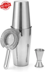 Cocktail Shaker Set Boston Shaker Set Bartender Kit Bar Tools Premium Stainless - Picture 1 of 12
