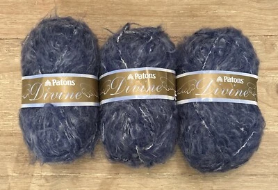 Patons Divine Yarn Denim Storm bulky 142yds 3.5oz acrylic mohair poly (3 Skeins) - Image 1 of 4