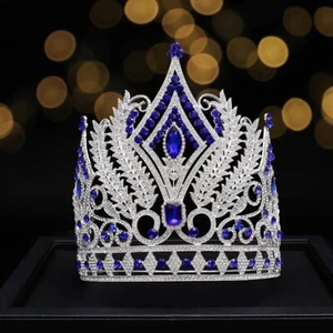 Sterling Silver Rhinestone Crown Headband Wedding Bride Prom Princess Gift XXL - Picture 1 of 1