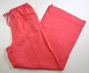 A New Day Womens Solid Pink High Rise Pull On Linen Pants Size XS Drawstring - Picture 1 of 11