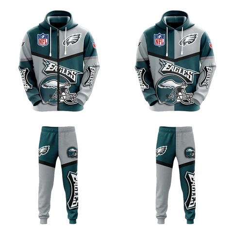 Philadelphia Eagles Mens Hoodie Sweatsuit Sets Casual Jogging Pants Tracksuit Cover