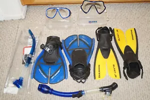 SNORKEL MARES U.S. US DIVER TECHNISUB MASCHERA PINNE LOTTO 6 PEZZI PER 2 - Foto 1 di 6