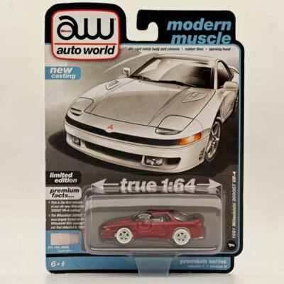 CHASE Auto World 1:64 1991 Mitsubishi 3000GT VR-4 Diecast Models Car Ultra Red - Immagine 1 di 4
