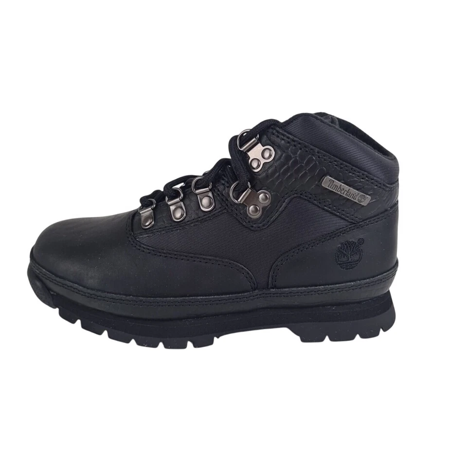  TIMBERLAND Euro Hiker 93700 Waterproof Kid's Unisex Boots Black Size 3 Youth