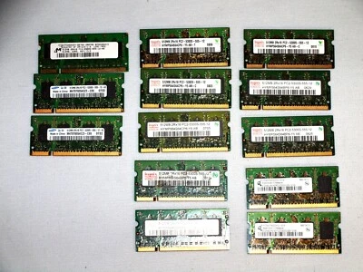 512 MB (13 X 512 MB ) Hynix & Samsung DDR2 SO-DIMM Laptop Memory RAM PC2-5300S - Image 1 of 4