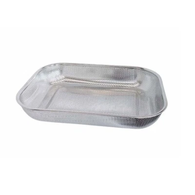 Colador rectangular de malla de acero inoxidable para fregadero cesta colador 14-3/4" x 10-3/4" Foto 1 de 4