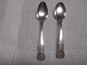 HTF Pair of Kirk & Co. King pattern 7.25" Sterling Dessert Oval Soup Spoons - Picture 1 of 16