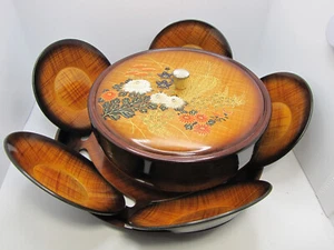 MC Otagiri OMC Japan Lackgeschirr Sushi Tablett, Servierschüssel mit Deckel & 5 Teller Set - Bild 1 von 13