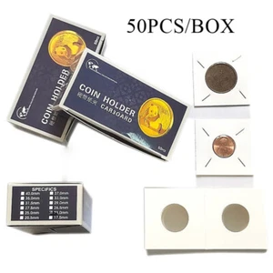 50 Assorted Coin Holders 2X2 Cardboard Mylar Flips You Pick Size New 12 Size} - Picture 1 of 23