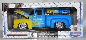 M2 Machines 1:24 Scale Ground Pounders Blue Yellow 1956 Ford f-100 2 pack - Picture 1 of 1