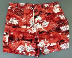 Penmans Men's Large Orange Black Hawaiian Print Mesh Lined Swim Shorts Trunks - Picture 1 of 5