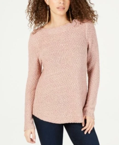Inc International Concepts Petite Medium Womens Boatneck Pink Sweater Shine D5
