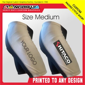 Cycling Shorts Padded MTB Medium size Custom Printed Black & White your logo - Picture 1 of 1