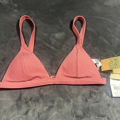 VOLCOM Juniors Simply Rib Triangle Bikini Top sz M Medium Pink Swimwear - Image 1 of 4