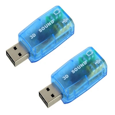 2X USB to 3.5mm Mic Headphone Jack Stereo Headset 3D Sound Card Audio2219 - Image 1 of 4