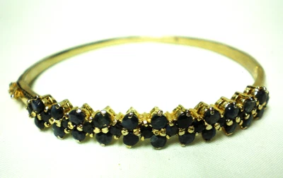 Pretty Vintage Round Cut Blue Simulated Sapphire Bangle Bracelet - G.P.  (905n) - Image 1 of 4