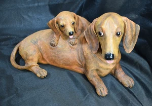 Mommy and Me Danbury Como Nuevo Dachshund y Perro Cachorro Estatuilla Estatua Realista - Imagen 1 de 15